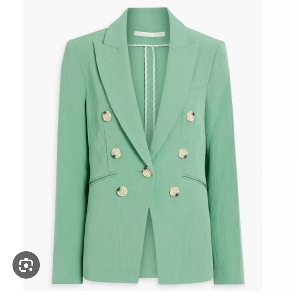 Veronica Beard Mint Green Double-Breasted Blazer - Picture 2 of 16